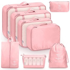 DAHAN 8PCS Organizadores de Viaje para Maletas, Bolsas de Equipaje Impermeable Cubo Embalaje de Viaje Bolso de Almacenamiento a Ropa, Zapato, Cosmétic