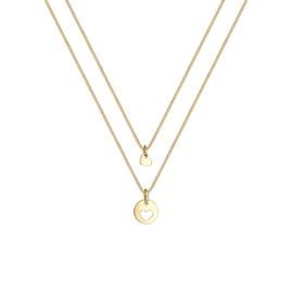Elli Children's Necklace Set with Mother and Child Pendant, Heart-Shaped Cut-Out, Basic from 925 Sterling Silver, Gold-Plated, Silver