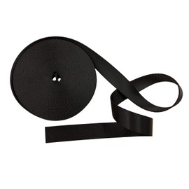 Flat Nylon Webbing Strap, 1 Roll 10 Yards 1.5 Inch Wide Polypropylene Heavy Straps for Bags, Canoe Seat, Slings, Outdoor Climbing and DIY Making Luggage Strap, Pet Collar, Backpack Repairing (Black)