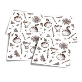 Vinyl Square Stickers (Set of 4) 10cm - Vintage Cocktail Drinks Pattern Bar for Laptops, Tablets, Luggage, Scrap Booking, Fridges #52363