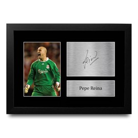HWC Trading FR A4 Pepe Reina Liverpool Gifts Printed Signed Autograph Picture for Football Fans and Supporters - A4 Framed