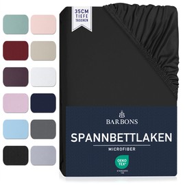 Fitted Sheet 160 x 200 cm - 35 cm Deep Pocket Fitted Sheet Oeko-Tex Certified Brushed Polyester Microfibre Bed Sheet Duvet Cover for Box Spring Bed Thick Mattresses (160 x 200 cm - Black)