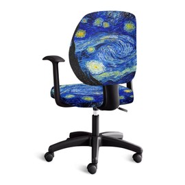 Talayituse Starry Night Print Office Computer Chair Covers, Split Stretchable Seat Cover Removable & Washable Rotating Chair Protective Slipcover