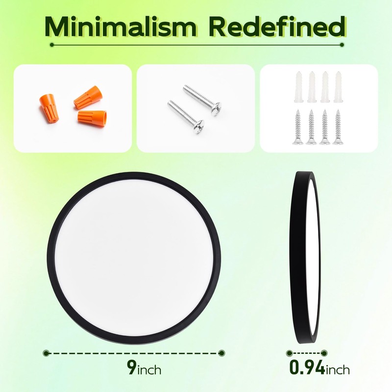 hykolity 9 Inch Selectable CCT LED Round Flat Panel Light,