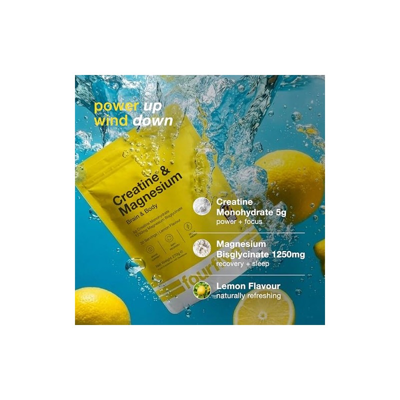 fourfive Creatine & Magnesium Powder (Creatine Monohydrate) Easy Dissolve &