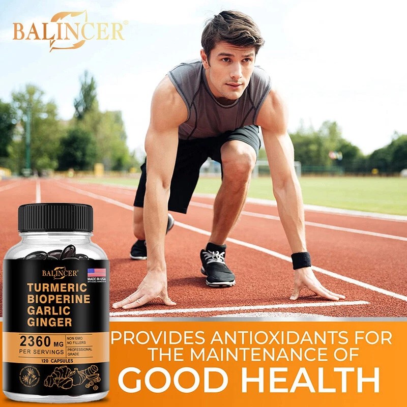 Balincer Organic Turmeric Curcumin with Ginger and Black Pepper Capsules-for