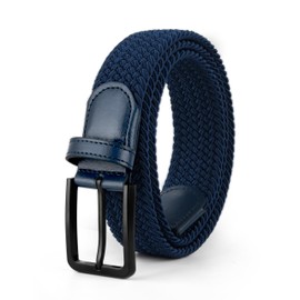 Cinturón de golf trenzado elástico de 1 3/8 pulgadas de ancho para hombres y mujeres, Azul, Medium (Fits 32-36" Waist)