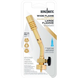 Bernzomatic® Wide Flame Brass Torch - Manual Ignition, Wide Pencil Flame Propane Torch (JT680 Torch + 3 Bottles Propane)