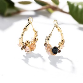 Flower Hoop Earrings with Diamond Sparkly Crystal, one pairs Hypoallergenic Earrings best Gift for Women and girls