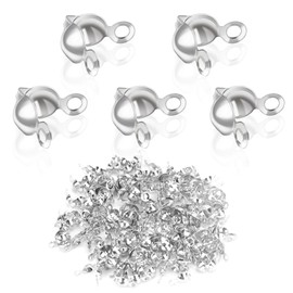 500Pcs Metal Open Bead Tips Knot Covers, Crimp Beads for Jewelry Making, Knot Covers Bead Tip Knot Covers Crimp Bead Covers, Ends Knot Covers for DIY Bracelet Jewelry Making(Silver)