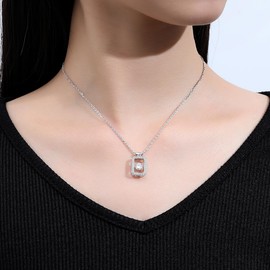 Jaransheti Moissanite Bottle Pendant Necklace For Women Swing 1ct Round Cut Moissanite Pendant Necklace For Women 18k White Glod 925 Sterling Silver Necklace 20 Inches Chain Necklace Jewelry Gift,