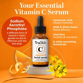 TruSkin Vitamin C Serum For Face – Anti Aging Formula with Vitamin C, Hyaluronic Acid, Vitamin E – Brightening Serum – Improve Appearance of Dark Spots, Tone, Fine Lines & Wrinkles, 1 Fl Oz