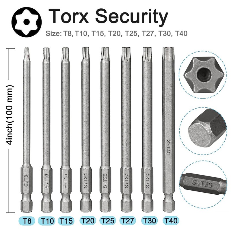 Bestgle 23pcs 1/4" Hex Shank 100mm/4 Inch Long Magnetic Screwdriver