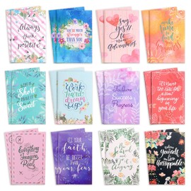 Pack of 24 Mini Notebooks, 12.5 x 8 cm Mini Notepad, Small, Pocket Notebook with Sayings, Small Lined Pocket, Diary Notepads, Pocket Notebook for Office, Travel, Students, Present