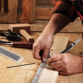 36 Pencil Refill with 1 Solid Carpenter Pencil 2.8mm Waterproof Carpenters Pencil Refills Replacement, Deep Hole Marker Pencil with Sharpener for Architect &Carpenter Woodwork Construction (Black)