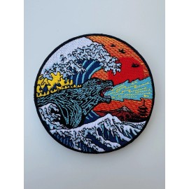 Godzilla Wave Embroidered Hook/Loop Morale Patch