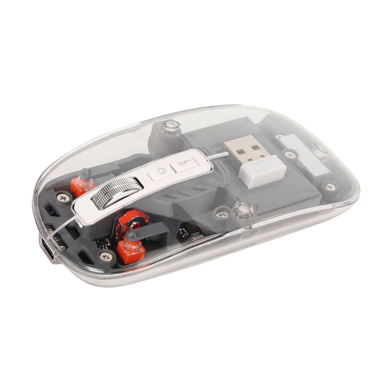 Wireless Bluetooth Mouse Transparent Clear Cool Shell Mute Click Colorful