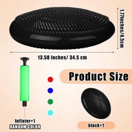 Silipull Wobble Cushion with Inflation Pump Balance Disc Stability Disc Wiggle Seat Therapy Exercise Office Chair or Kids Sensory (Black)