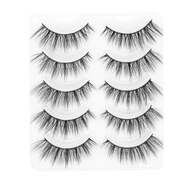 PURELEOR Pestañas de visón 3D y estilo dramático natural Wispies pestañas hechas a mano suaves largas reutilizables maquillaje falso pestañas de ojos 5 unidades