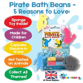 The Bean People Kids Bath Bombs with Surprise Toy Inside, Pirates Bath Sponge, Magic Grow Capsules, Fun and Educational Bath Gifts for Ages 3 and Up, Stocking Filler, Collectible Water Toys