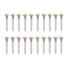 dophee 20Pcs Vintage Style Solid Pure Brass Upholstery Nails Studs Thumb Tacks Fasteners for Furniture Sofa Carpet Door Decoration, Gold, 6mm