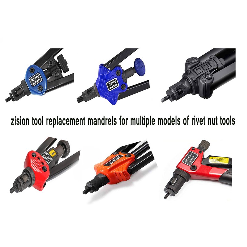 zision tool 4Pcs Rivet Nut Tool Replacement Mandrel （3/8-16、5/16-18、1/4-20、10-24）