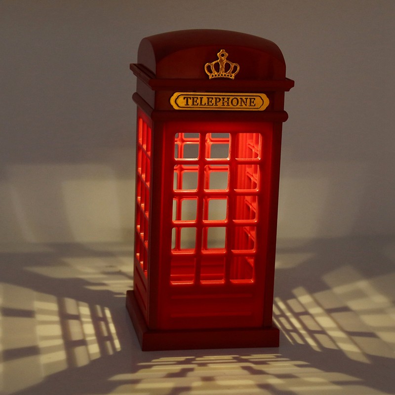 Creative Retro Classic Telephone Booth Night Light Touch Sensor Dimmable