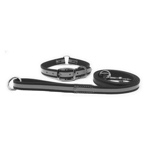 Regal Dog Products Medium Black Reflective Dog Collar and Leash