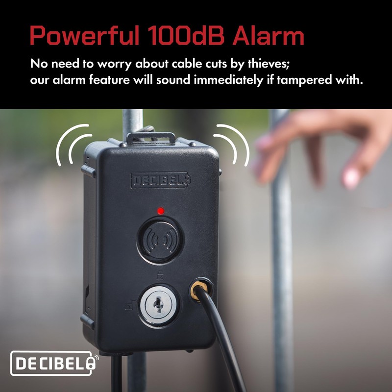 Decibel 6ft Cable Lock with 100dB Alarm, Security Cable and