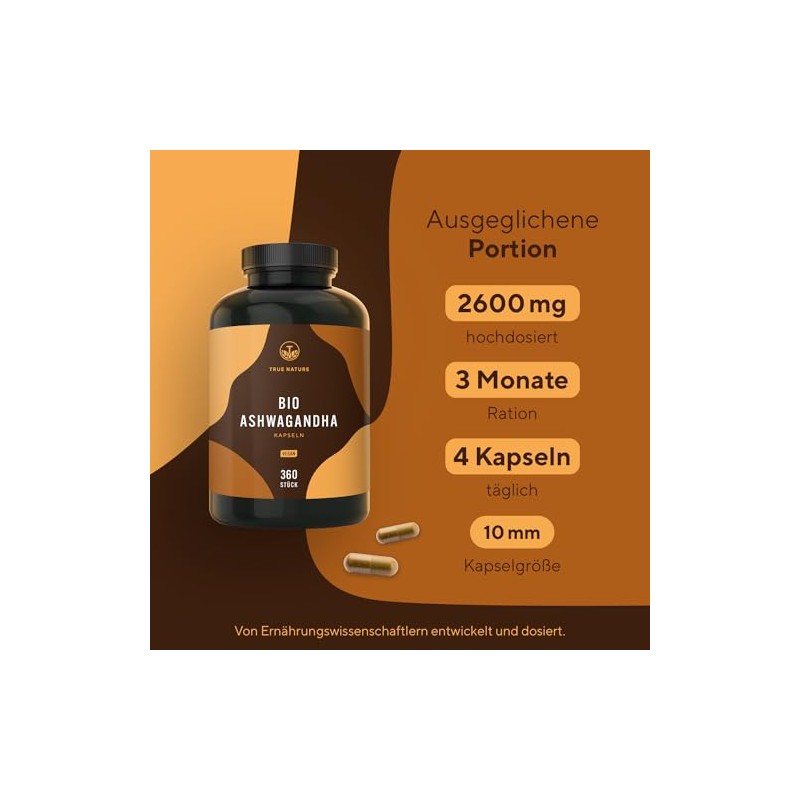 True Nature® Organic Ashwagandha, 360 Capsules, 500 mg