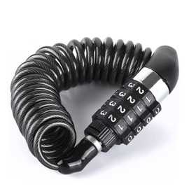 Bicycle Key Wire Lock, 4 Digit Dial Type, Bicycle Lock, Lightweight, Portable, Convenient to Carry, Anti-Theft, For Bicycles and Bikes, Length 59.1 inches (150 cm)