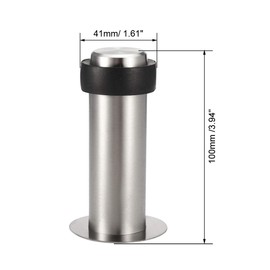 sourcing map Door Stopper Cylindrical Floor Mount Stop Brushed Stainless Steel 100mm Height