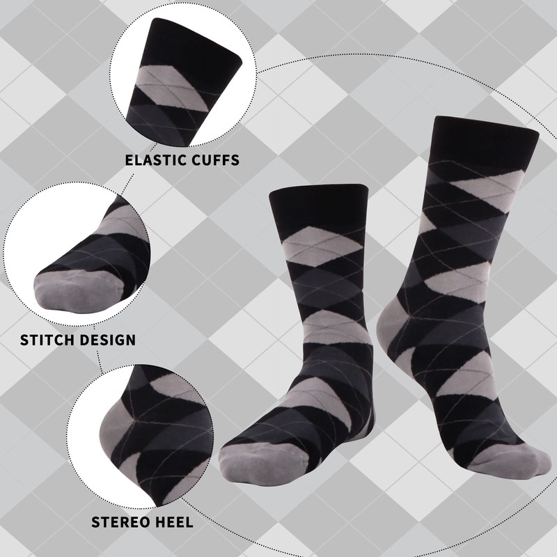 WeciBor Men's Seamless Combed Cotton Dress Formal Socks, 12 Pack