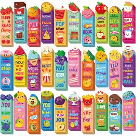 Lincia 150 Pcs Scratch and Sniff Bookmarks - Cute Assorted Scented Fun Bookmarks for Kids, Students, Food Lovers, 30 Styles