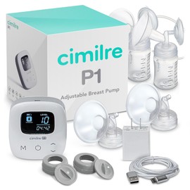 P1 Portable Breast Pump Kit by Cimilre, Small Breast Pump w/Rechargeable Battery for Moms On-The-Go, BPA, BPS & Phthalate Free, Double Electric Breast Pump