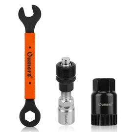 Oumers Bike Crank Puller Tool Set, Bike Crank Extractor Bike Bottom Bracket Remover Hex Allen Wrench 16mm 15mm Spanner Wrench Fit for Removing Bicycle Crank