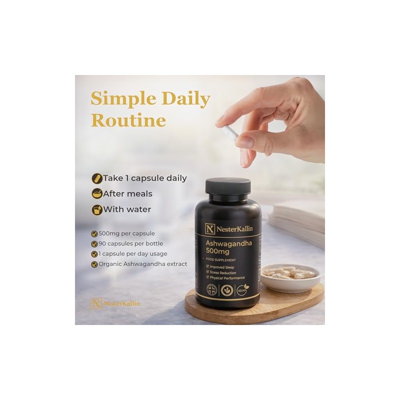 Ashwagandha Extract 500mg Capsules – 90 Vegan Capsules – Daily