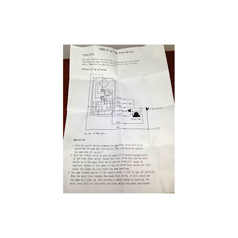 Pactrade Marine Boat Bilge Alarm and Pump Switch ABS Manual