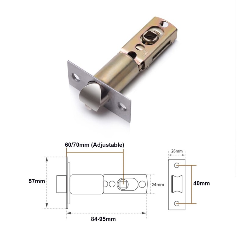 Qrity Pack of 1 Tubular Mortice Locks, 70/60 mm Tube