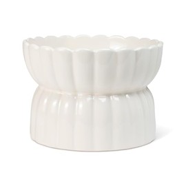 Fringe Studio "Scalloped Ivory Medium Sculpted Raised Ceramic Feeder (6.5" Diameter x 4.5" H, 26 fl.oz.), PetShop Collection (450MD001)