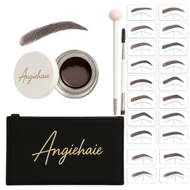 Eyebrow Stamp Stencil Kit for Women Dark Brown, Waterproof & Smudge-Proof Brow Set with 24 Reusable Shaping Stencils, Long-Lasting Pomade & Eyebrow Sealer – Great for Older Women