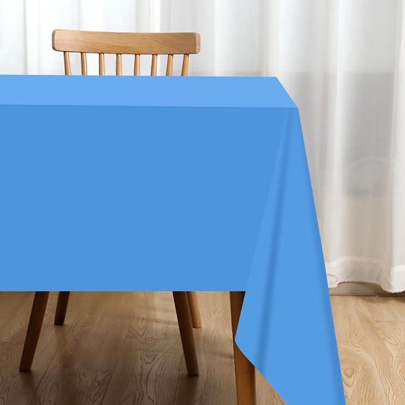 Jepeux 2 Packaging Light Blue Plastic Tablecloth, 54 inch x108