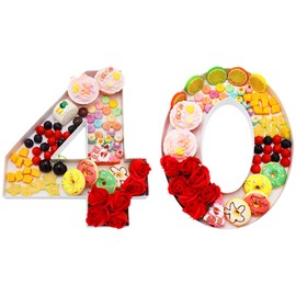 15.2inch Cardboard Number for Charcuterie Food Sweet, Birthday Anniversary Evens Party Treat, Paper Mache Decoration Box (40)