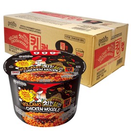 Paldo Fun & Yum Volcano Extremely Hot & Spicy Stir Fried Chicken Instant King Cup Noodles, Soupless Original Korean Ramyun, Spicy Ramen Challenge, Chicken Bokkeummyun, 볼케이노 치킨볶음면 킹 컵 3.70 oz x 8 PK