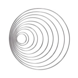 Benvo Metal Craft Hoops Dream Catcher Rings Metal Macrame Rings Steel Hoops for Dreamcatchers, Wreaths, Macrame Projects, 10 Pieces in 10 Different Sizes (Silver)