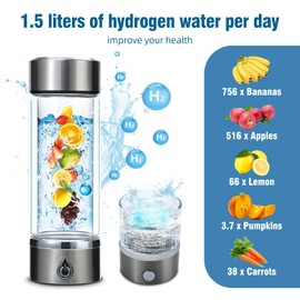 Upgraded Hydrogen Water Bottle, Portable Hydrogenated Water Bottle with SPE PEM Technology, 420ml Hydrogen Water Ionizer Machine, Hydrogen Water Bottle Generator for Home, Office, and Travel