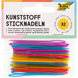 folia 2399 - Plastic Embroidery Needles, Pack of 32, Assorted Colours