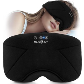 MUSICOZY Bluetooth Sleep Mask, 2025 New Bamboo Cotton Blackout Eye Mask with HD Stereo Sound, Ideal for Side Sleepers, Unisex, Travel Essential (Black)