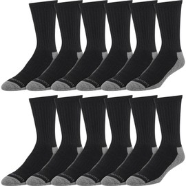 Wells Lamont Mens Multipack Comfortable Durable Cushioned Work Socks in Crew or Ankle Length, (BLACKKCREW12)