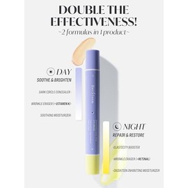 herbloom Crema De Noche Para El Contorno De Ojos Con Bakuchiol | Bakuchiol Dual Vita Con Corrector De Día Con Color | Crema Coreana Para Ojeras Y Líne